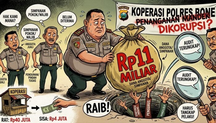 Eks Kasat Bongkar Kasus Koperasi Polres Bone: Rp11 Miliar Diduga Raib, Penanganan Mandek