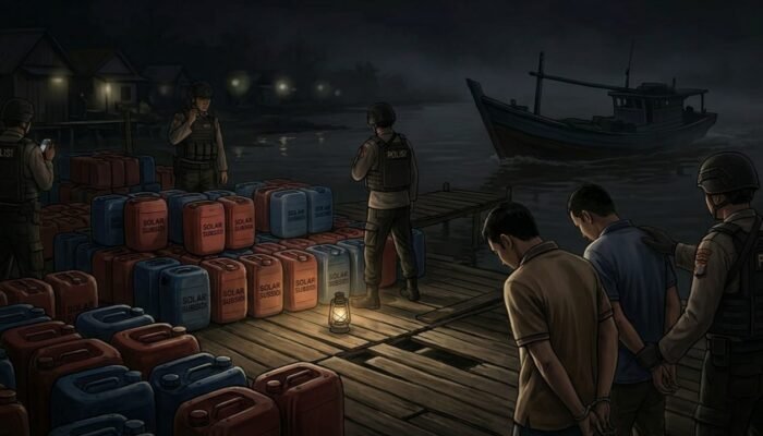 Penggerebekan Solar Subsidi di Awangpone: Jeriken Diamankan, Kapal Tak Tertangkap